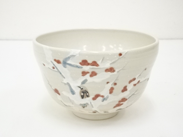 道具 ] - 道具 京焼 藤谷芳山造 色絵梅ニ雪茶碗（共箱） | ネット